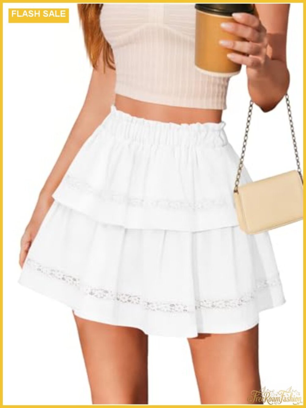 Y2K Lace Mini Skirt A-Line High Waisted Flowy Ruffle Summer Going Out